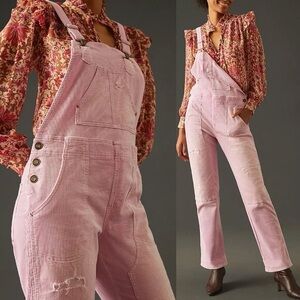 Pilcro Light Pink Corduroy Overalls